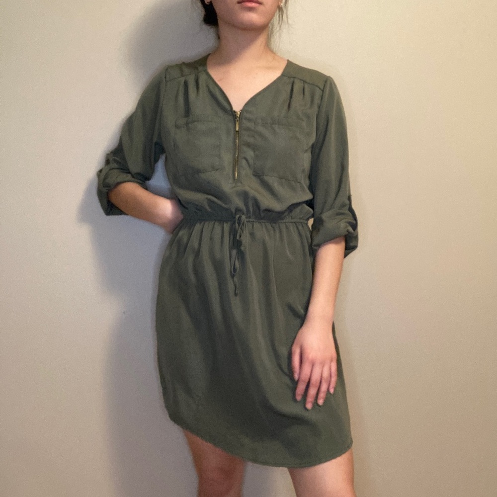 Olive green 3/4 sleeve dress | Rue21